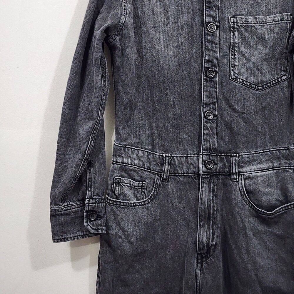 DL1961 Ines Utility Jumpsuit Washed Black Denim Cotton Tencel Womens Size M - Picture 4 of 16